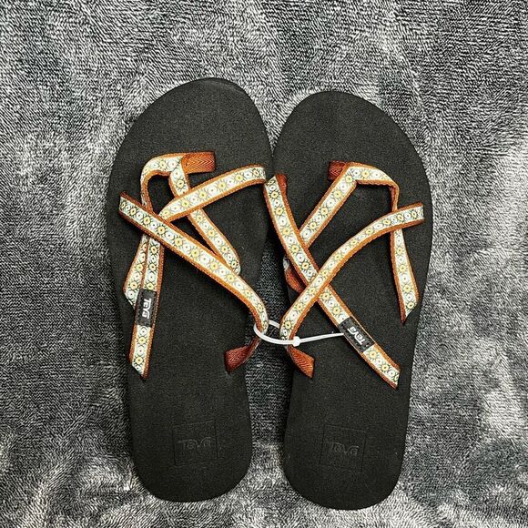 Teva Olowahu Lola Brown/Mint Womens Polyester Sandal Size 9 - Picture 1 of 6